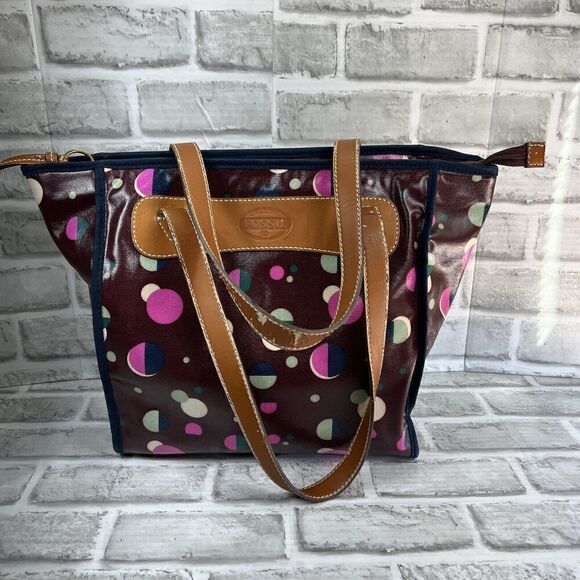 Fossil KeyPer Total Eclipse  Purple Coated  PVC Tote Bag Purse - Picture 15 of 15